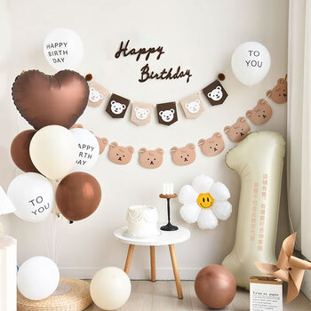 狮洛德 ins风周岁生日场景布置背景墙女孩儿童宝宝周岁派对气球套装