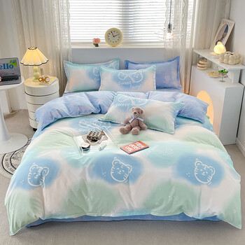 多兰诗（Duolanshi）秋冬加厚四件套 ins四件套花卉田园风格床单被套四件套 优雅熊 2.0米四件套（被套200*230cm）