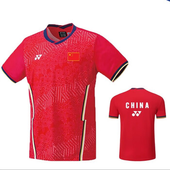 欲动 林丹同款羽毛球服男女款国家队大赛服速干短袖比赛服 大赛款红女