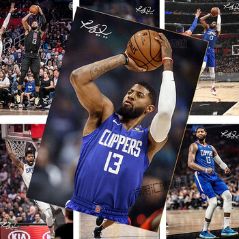 保罗乔治海报nba篮球写真贴纸宿舍墙壁画卡贴周边保罗乔治海报随机8张