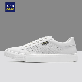hla海澜之家男鞋时尚休闲鞋子男2022春季新品小白鞋龙鳞雕空透气板鞋