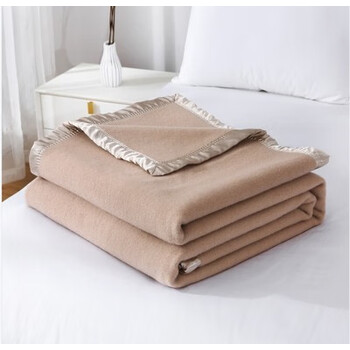 丝麓云纯羊毛毛毯驼色铺上纯色柔软被子加厚单双人毯子保暖老式盖毯
