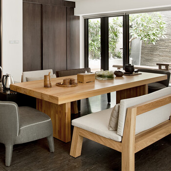 现代简约实木餐桌椅餐厅客厅家用卡座餐桌长条饭桌原木桌子工作台 140