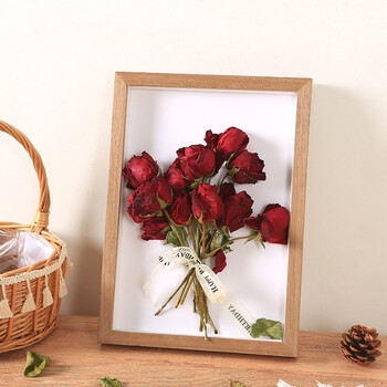 彩糖塘立体中空相框创意手工纸巾玫瑰花相框衍纸软陶粘土干花标本画框