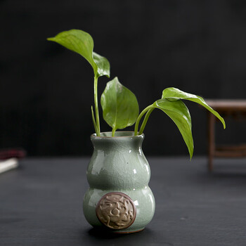新品创意绿萝水培花瓶水养植物陶瓷容器桌面家用室内插花花器摆件哥窑葫芦 古龙 花瓶中等 图片价格品牌报价 京东