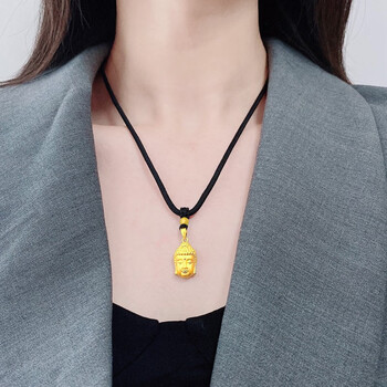 黄金项链佛头女士2022年新款本命佛锁骨链999足金吊坠编织 佛字款黄金