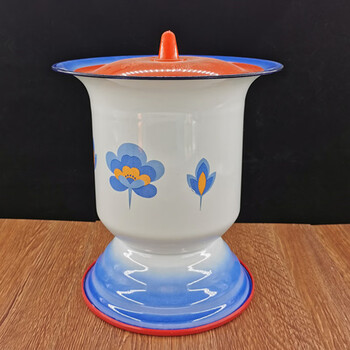 郝魅 家用加厚加高搪瓷痰盂高脚成人便盆加高老式夜壶尿盆大号痰盂罐