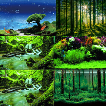 tusksty鱼缸背景贴纸壁纸高清3d立体鱼缸贴纸水草背景画水族箱造景