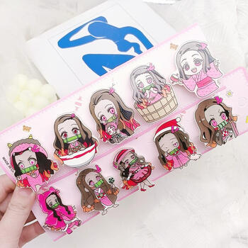 鬼灭之刃卡通发夹动漫周边亚克力夹子可爱少女边夹卡通刘海夹学生祢