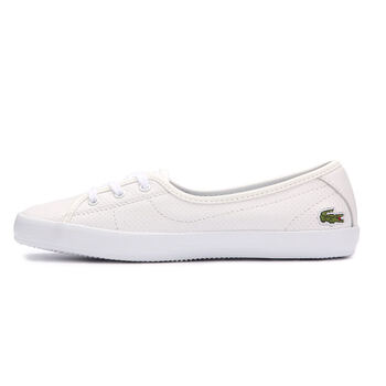 lacoste法国鳄鱼女鞋平底鞋小白鞋休闲浅口 皮质春夏 白色-7-31spw