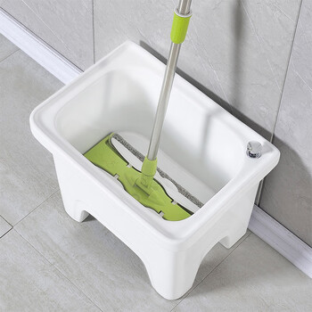 好亿家（HAOYIJIA） 卫浴拖把池陶瓷拖布池台控拖把盆阳台卫生间墩布池洗拖布池 5053大号台控拖把池 下水器+下水管+墙装龙头