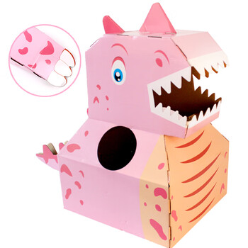 众舰行恐龙纸箱可穿戴霸王龙纸盒套头玩具纸壳儿童手工diy制作纸板