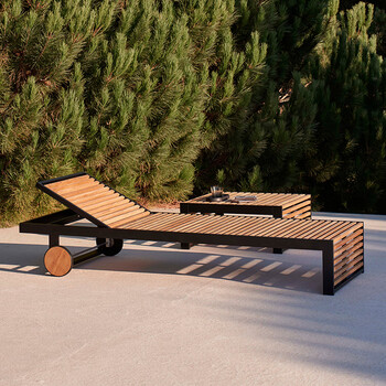 户外躺床休闲庭院室外阳台酒店别墅游泳池柚木躺椅实木泳池沙滩椅bb