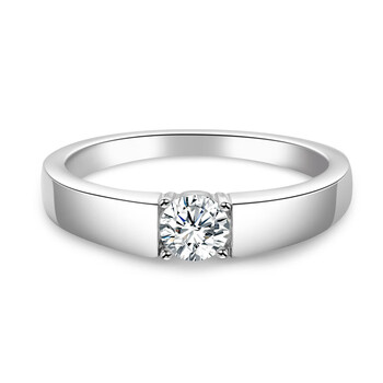 誉尚荣高端品质石钻戒男士镀白金素圈仿真钻石戒指活口婚嫁求t方钻戒