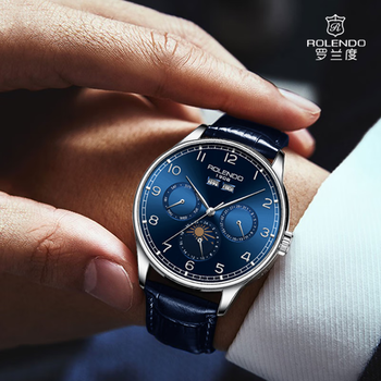 罗兰度(rolendo) 飞行员系列全自动机械男士腕表 蓝色