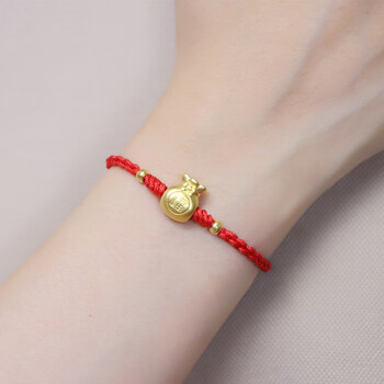 瑟迪黄金手链女足金福袋金转运珠本命年七夕情人节礼物送女朋友老婆