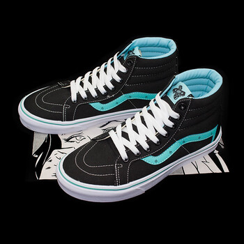 万斯sk8 mid灰紫色中帮帆布鞋男鞋女鞋复古经典拼色滑板鞋 黑蓝色  36