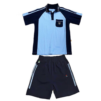 南宁市小学生秋款运动校服中学生新希望蓝色夏短袖高棉套装拉贝琳