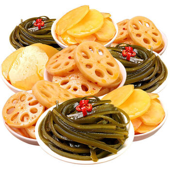 卤味素食素菜下饭菜海带丝藕片土豆片香辣休闲零食华盛划算60包混发