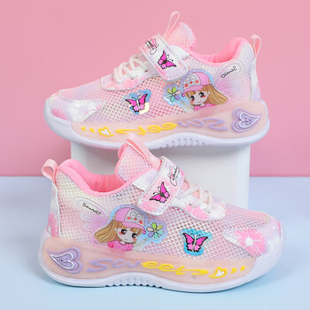 新款时尚潮流女童单网舒适透气运动鞋子中小童宝宝轻便公主鞋 p18粉色