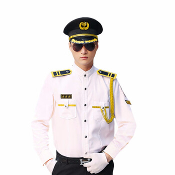保安服短袖立领衬衣物业房产酒店礼宾服夏安保制服套装 白色单件长袖