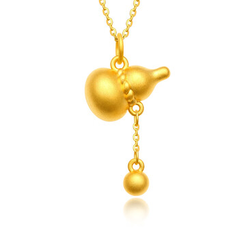 葫芦黄金吊坠女金葫芦转运珠项链情人节挂坠金葫芦吊坠约17g18k金链