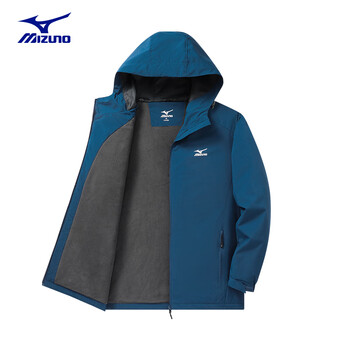 美津浓 MIZUNO 户外夹克男连帽梭织印花透气情侣锋衣外套上衣