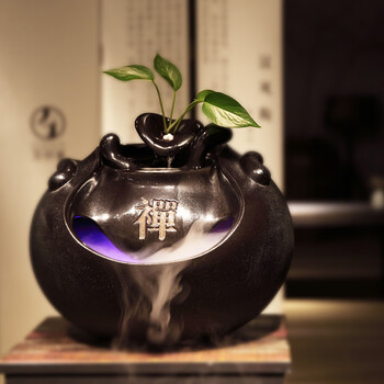 万仟堂edenus流水摆件创意倒流香摆件陶瓷高档开业乔迁办公室玄关摆件