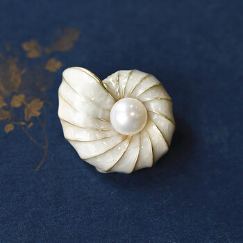 海螺珠饰品复古旧时光感古董配饰淡水珍珠海螺胸针吊坠女【图片 价格