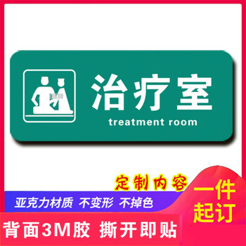 卫生院卫生所标志牌医药标识牌卫生室贴牌医院门牌定制 军绿色 治疗室