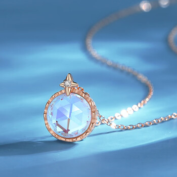 新款韩版星芒项链女月光石锁骨链轻奢夏季百搭项饰星光项链玫瑰金色