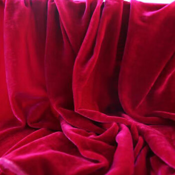桑蚕丝布料高档杭州丝绸绒面料100底布丝绒连衣裙旗袍阔腿布料中国红