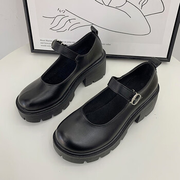 诺曼提nuomanti英伦风黑色小皮鞋女日系增高厚底玛丽珍鞋高跟单鞋