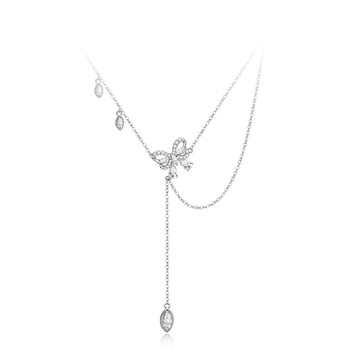 gioio施华洛世奇锆倾雨蝴蝶项链女百搭s925银镀白金小众设计感饰品