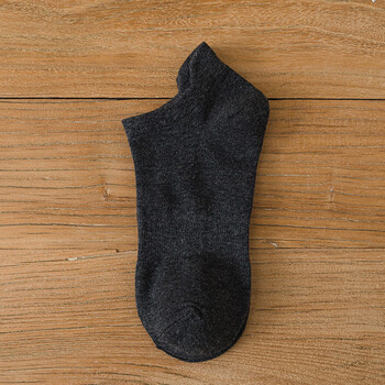 袜子男春夏短袜薄款船袜纯色提耳透气棉袜运动袜男士短筒男袜 深灰色