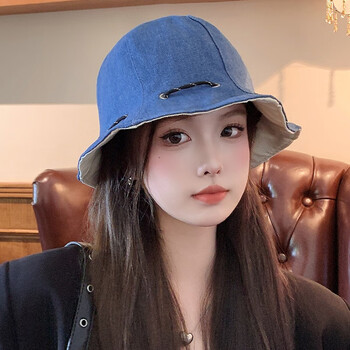 mathderay牛仔渔夫帽女春秋季韩版潮素颜遮脸大头围显脸小防晒帽子水