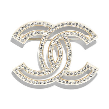 chanel香奈儿双c胸针水钻珍珠镶嵌金色金属经典标志时尚优雅百搭a6