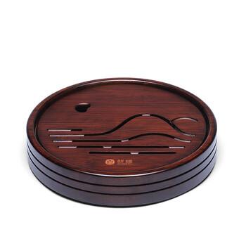 艾喜仕圆茶盘迷你家用天然竹制储水式功夫茶具茶海圆形小号茶台形小号