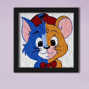 莘晨纸浆画材料包卡通小学生涂色画团建小礼品手工diy作品创意 707猫