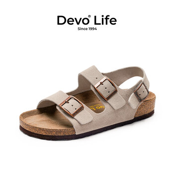 Devo LifeDevo软木鞋绑带凉鞋商场同款男鞋 2627 灰色反绒皮 37