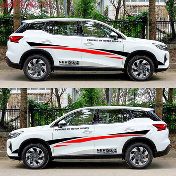 有耐专用于广汽传祺gs4拉花彩条suv改装gs5速博车身腰线划痕汽车贴纸