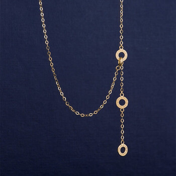 爱之打造纯14k金项链女新品素金罗马数字一体链锁骨链141150714k黄