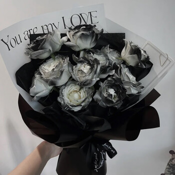 绿韵花田【两小时达】黑骑士渐变玫瑰小众花束生日鲜花送男友 11朵黑
