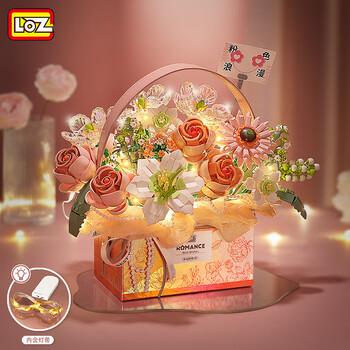 俐智（Loz）花束积木拼装模型儿童玩具玫瑰花情人节生日礼物送女生1951幻彩粉
