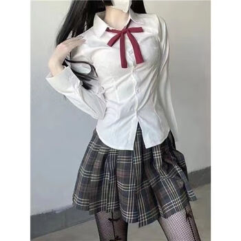 花崎子不良少女jk制服紧身衬衫女学生收腰衬衣修身纯欲上衣潮sn8936奶