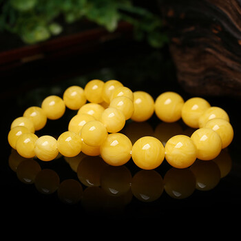 老蜜蜡男士手串鸡油黄琥珀原石女士手链原矿无优化附证书 收藏级12mm