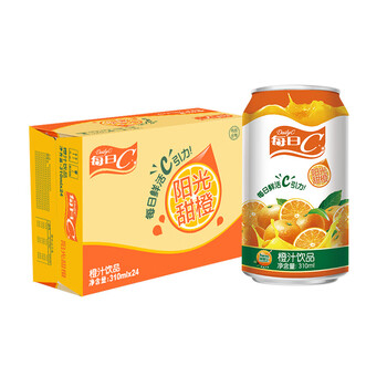 康师傅每日c果汁阳光甜橙沁爽水晶葡萄310ml*24瓶橙味夏季饮品 每日c