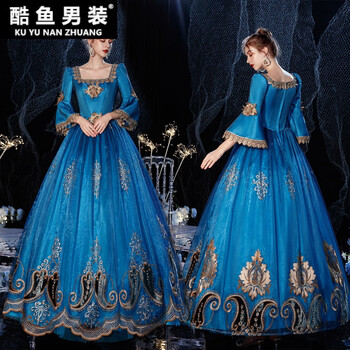 欧式宫廷礼服演出服女 中世纪贵族服装湖蓝新款欧洲宫廷演出服 复古影楼拍照写话剧走秀法式公主礼服湖蓝色均码 胸围87cm腰围70cm 图片价格品牌报价 京东