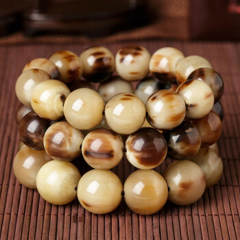 西藏牦牛角手串佛珠文玩手持念珠牛骨手链男士款正圆无裂 正圆无裂无