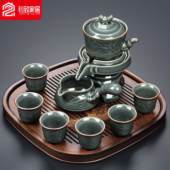 茶具套装家用办公室会客轻奢功夫茶杯懒人全自动泡茶神器宝塔茶盘中